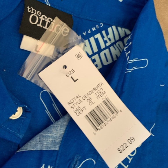 New the Office DUNDER MIFFLIN INC Paper Companyue SHIRT Men’s L Cotton - Picture 2 of 6